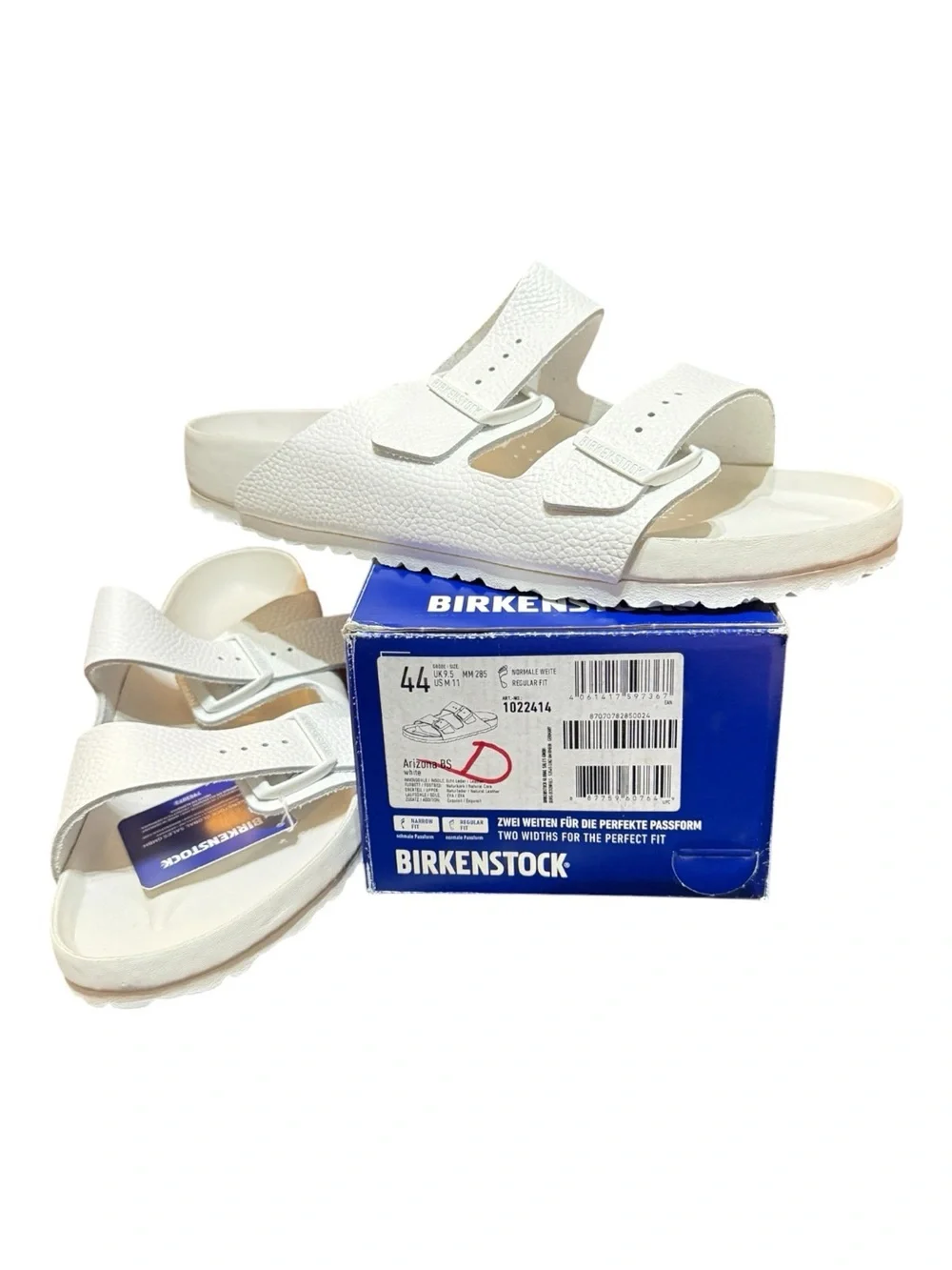Birkenstock Arizona White Sandals Men’s 11 EU 44 Regular Fit NIB